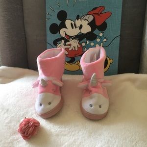 Pink & silver unicorn girls slippers